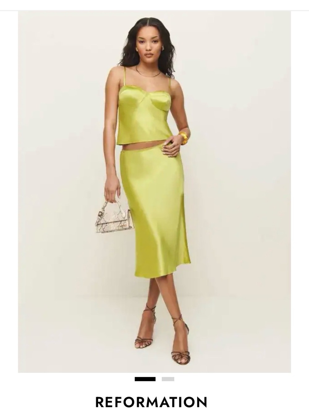 Reformation Lime Green silk top